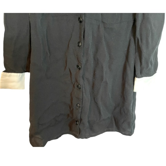 Reformation Women's Scheana Mini Black Collared Button Up Chiffon Shirt Dress 10 - Picture 5 of 10